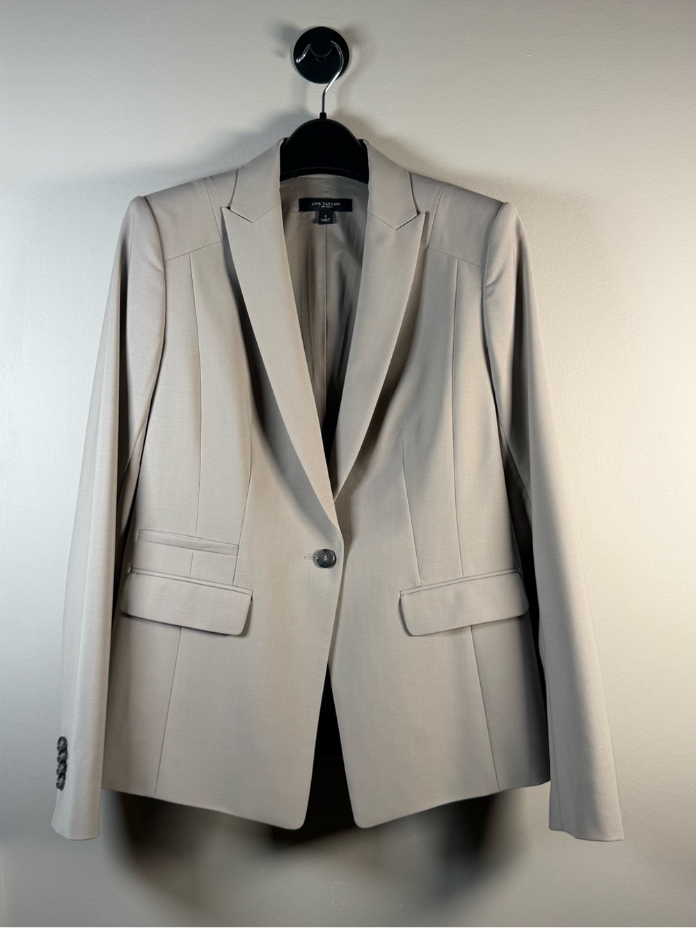 Ann Taylor Light Beige Tailored Single-Button Blazer